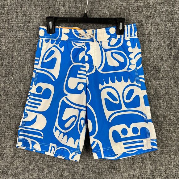Lands End Shorts Boys Medium Blue Trunks Bottoms Swimwear Drawstring Hawaiian - Picture 1 of 9